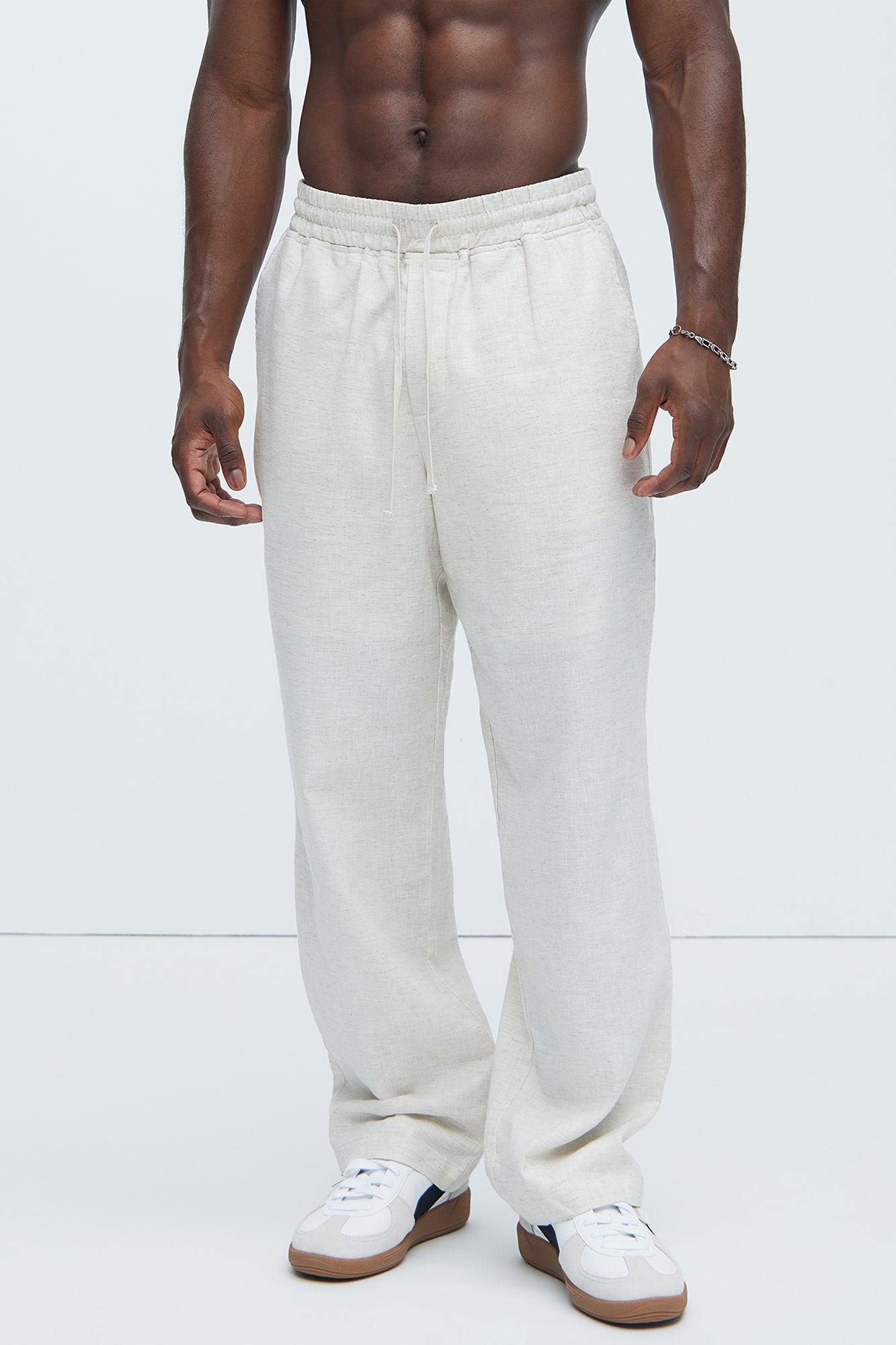 Bahamas Straight Linen Pants - Oatmeal Product Image