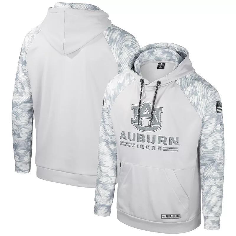 Mens Colosseum Gray Auburn Tigers OHT Military Appreciation Ice Raglan Pullover Hoodie Product Image