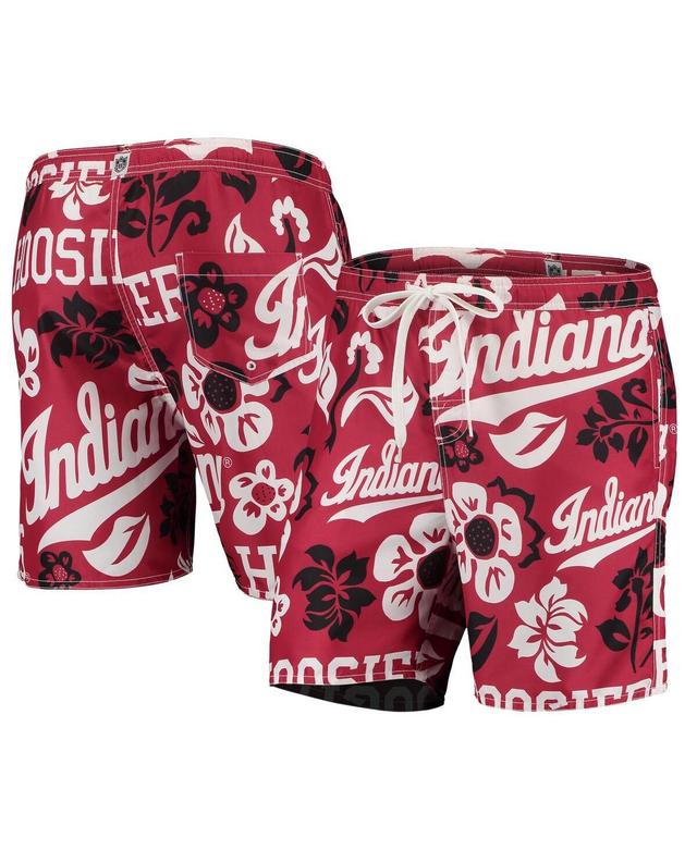 Mens Wes & Willy Crimson Indiana Hoosiers Floral Volley Logo Swim Trunks Product Image