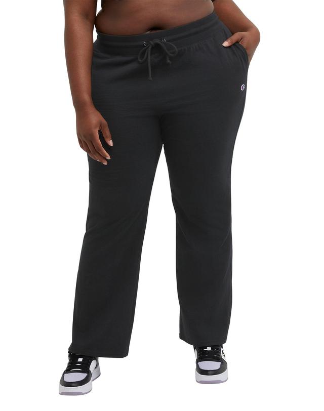 Womens Champion Wide Leg T-Shirt Pants, C Logo, 31.5 (Plus Size) Black 2X Product Image