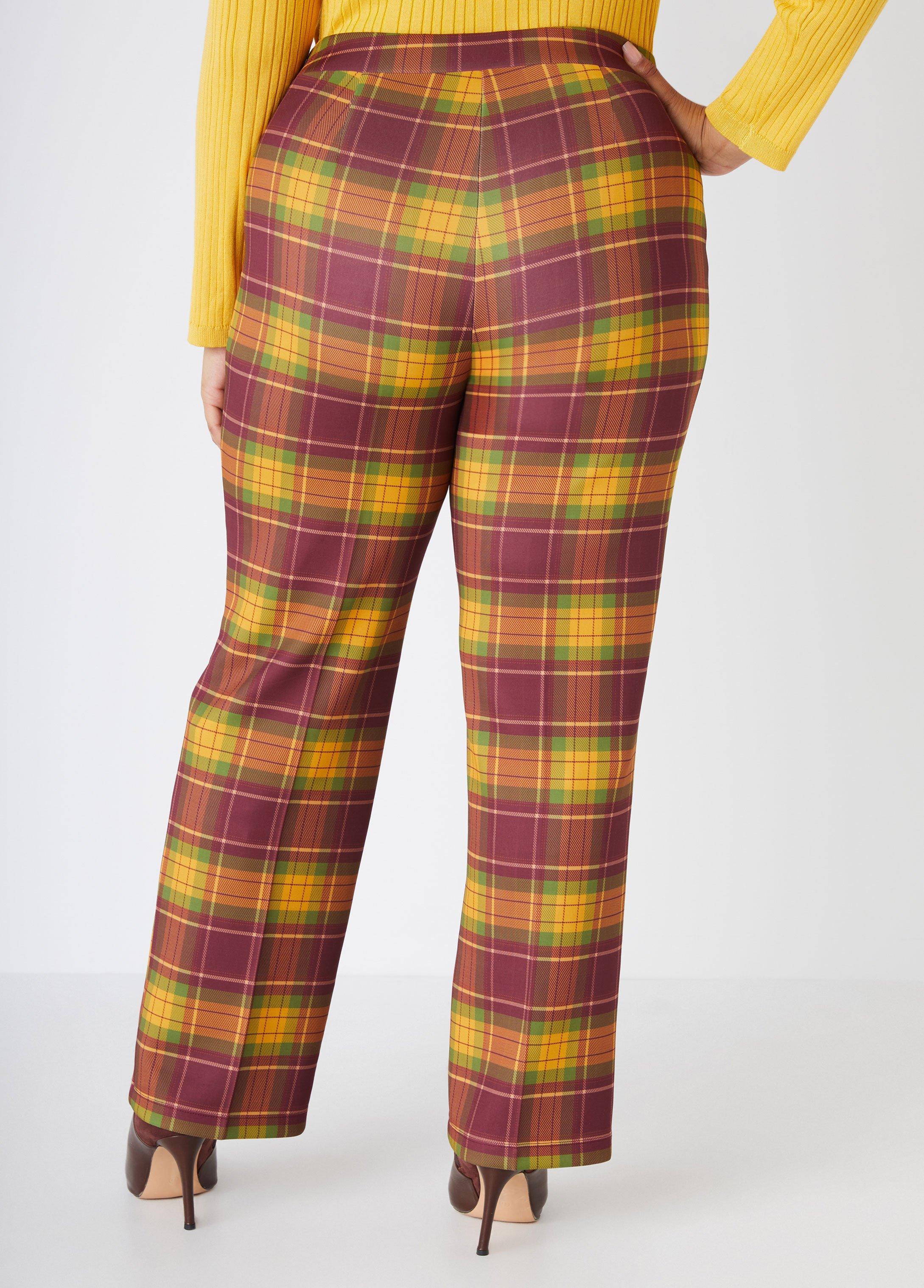 Plus Size Plaid Seamed Straight Leg Pants Ashley Stewart Product Image