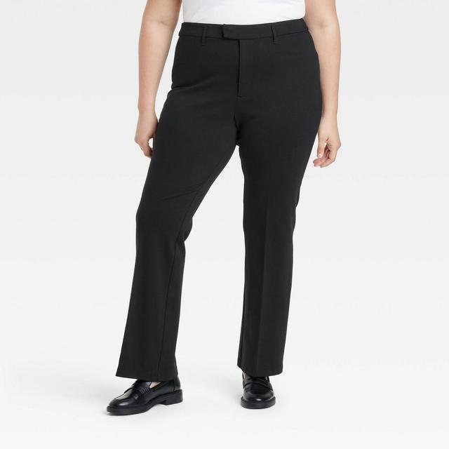 Womens High-Rise Flare Ponte Trousers - A New Day Black 18 Product Image