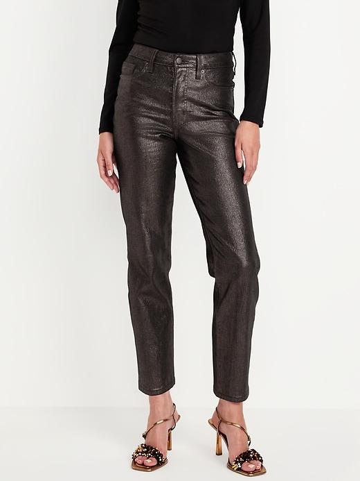 High-Waisted Shine OG Straight Ankle Jeans Product Image