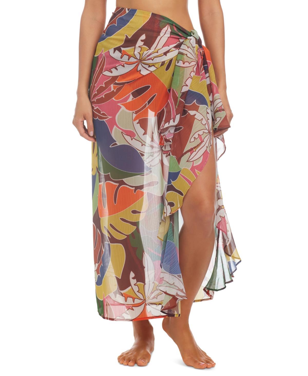 Bleu by Rod Beattie Womens Tropical-Print Sarong Cover-Up Product Image