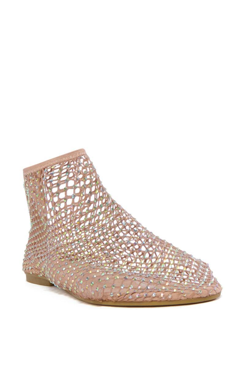 AZALEA WANG HELOISE MESH RHINESTONE FLAT IN NUDE Product Image