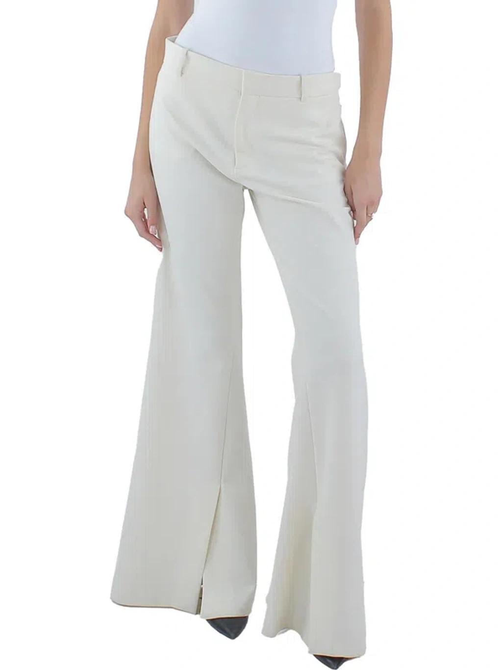 FRAME Womens Slim Fit Split Hem Flared Pants In White product image