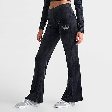 adidas Velvet Pants With Rhinestone Trefoil Black 2XS Womens Product Image