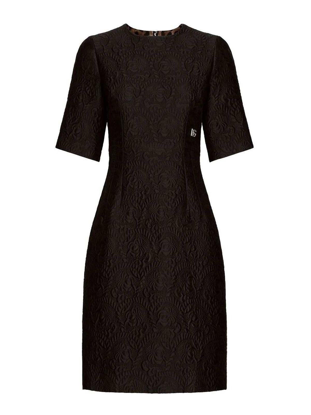 DOLCE & GABBANA Short Sleeve Dress In Black Product Image