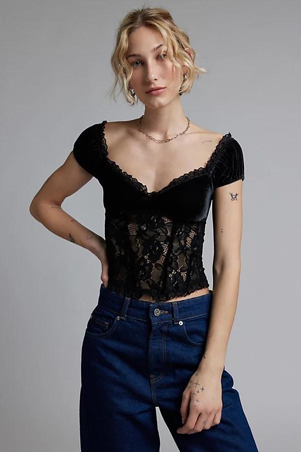 Kimchi Blue Elvira Velvet + Lace Puff Sleeve Blouse Womens at Urban Outfitters product image