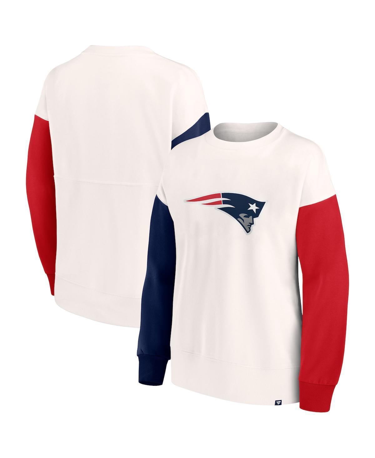 Womens Fanatics Branded New England Patriots Colorblock Primary Logo Pullover Sweatshirt Product Image