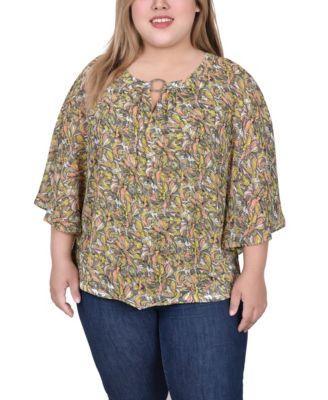 Plus Size Chiffon Poncho Top with Ring Product Image