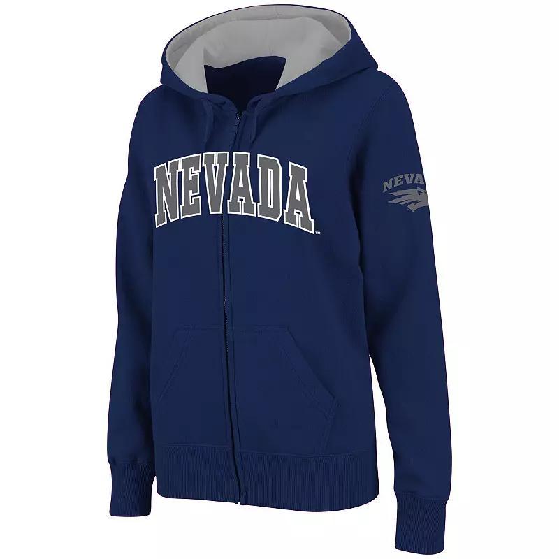 Womens Stadium Athletic Navy Nevada Wolf Pack Arched Name Full-Zip Hoodie Nev Blue Product Image