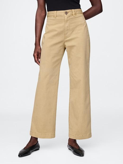 High Rise Stride Wide-Leg Ankle Khakis Product Image