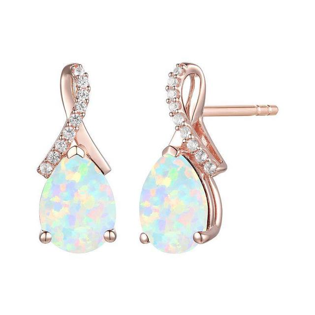 14k Rose Gold Flash-Plated Lab-Created Opal Stud Earrings, Womens, Pink Product Image