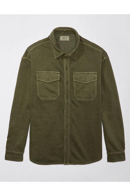 AE Super Soft Fleece Shacket Men's Olive XS Product Image