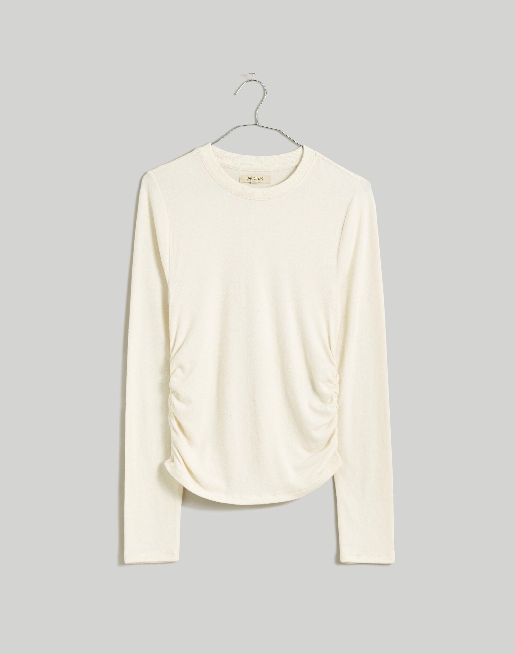 Brushed Jersey Ruched Long-Sleeve Tee Product Image