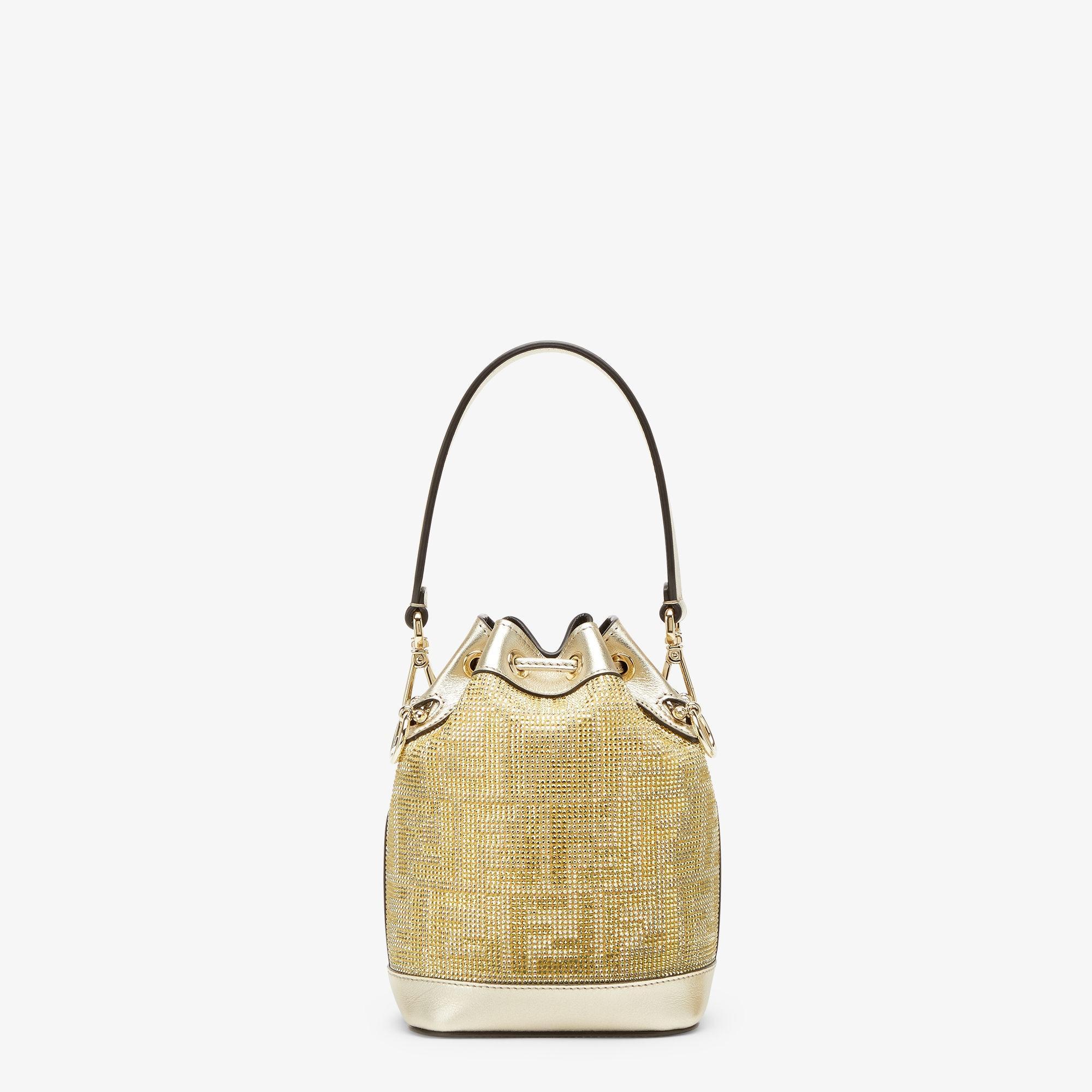 Mon TresorChampagne-colored suede mini-bag with FF in crystals and studs Product Image