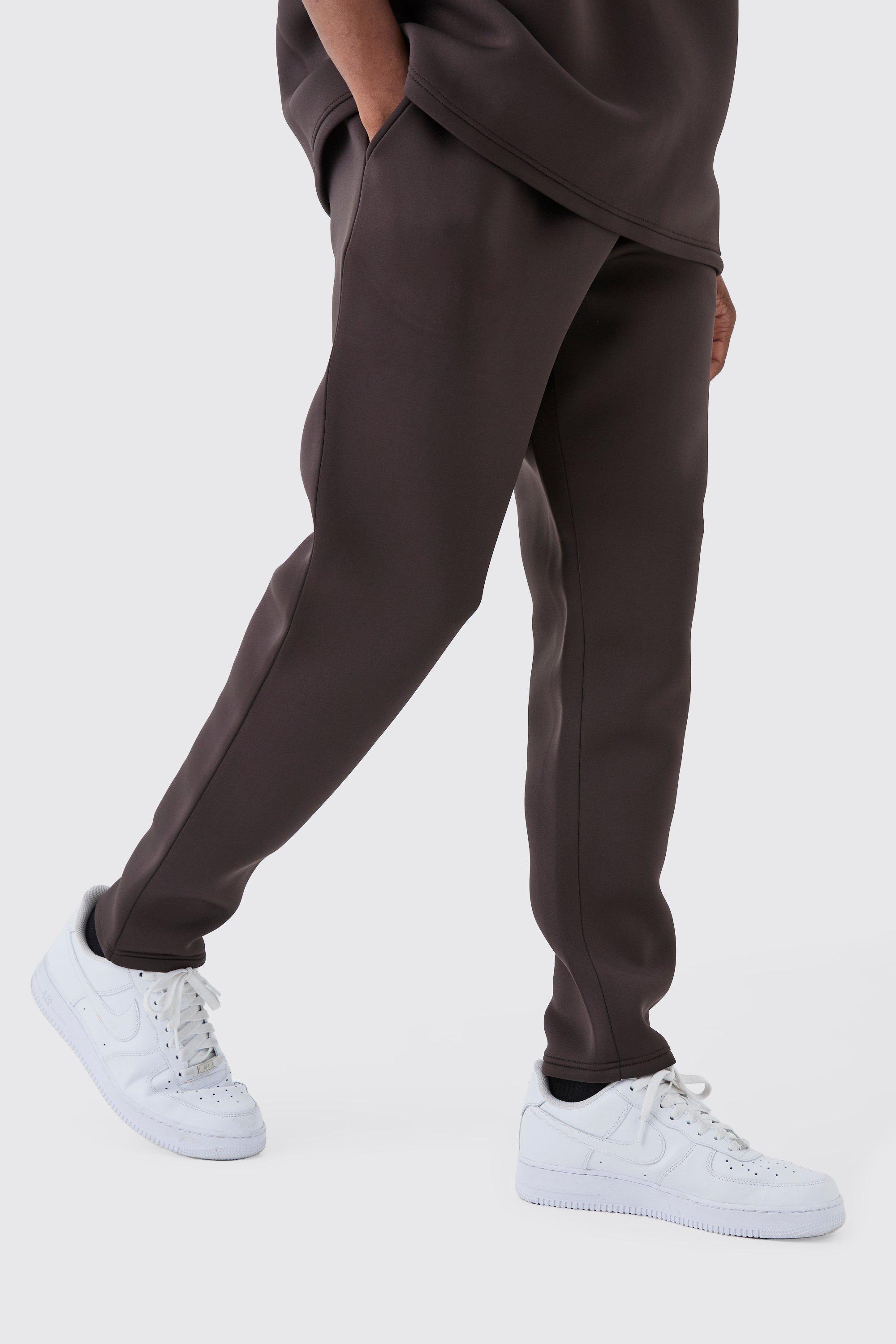 Mens Brown Tall Scuba Tapered Joggers, Brown product image