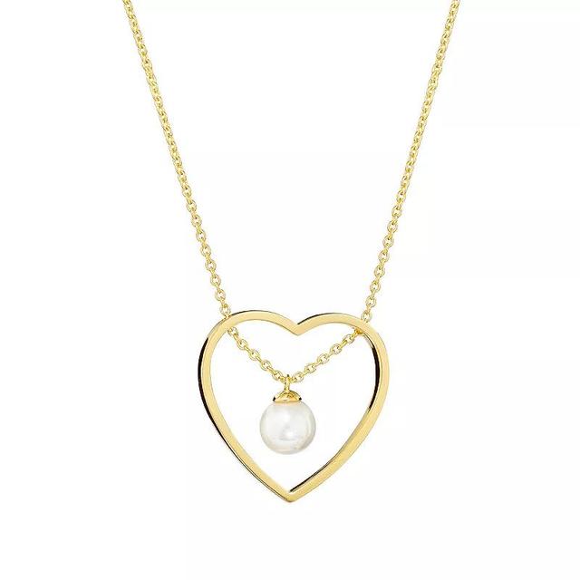 Athra NJ Inc 14k Gold Over Sterling Silver Open Heart Freshwater Cultured Pearl Necklace, Womens Gold Tone Product Image