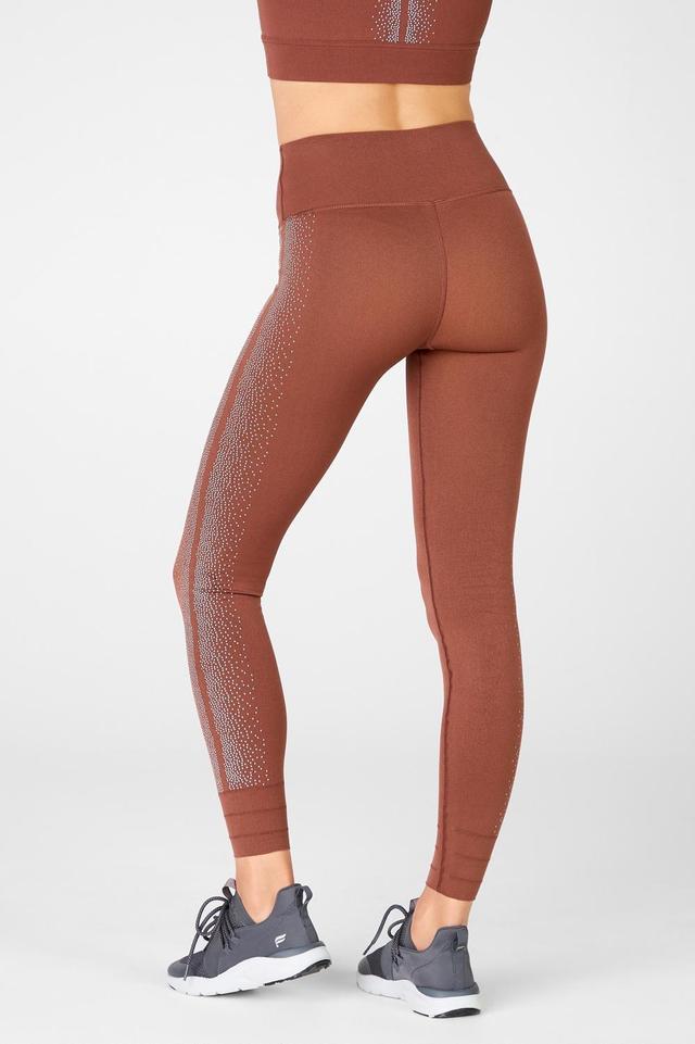 Fabletics High-Waisted Sculptknit Reflective Legging Womens Chestnut/Reflective Silver Size XS Product Image