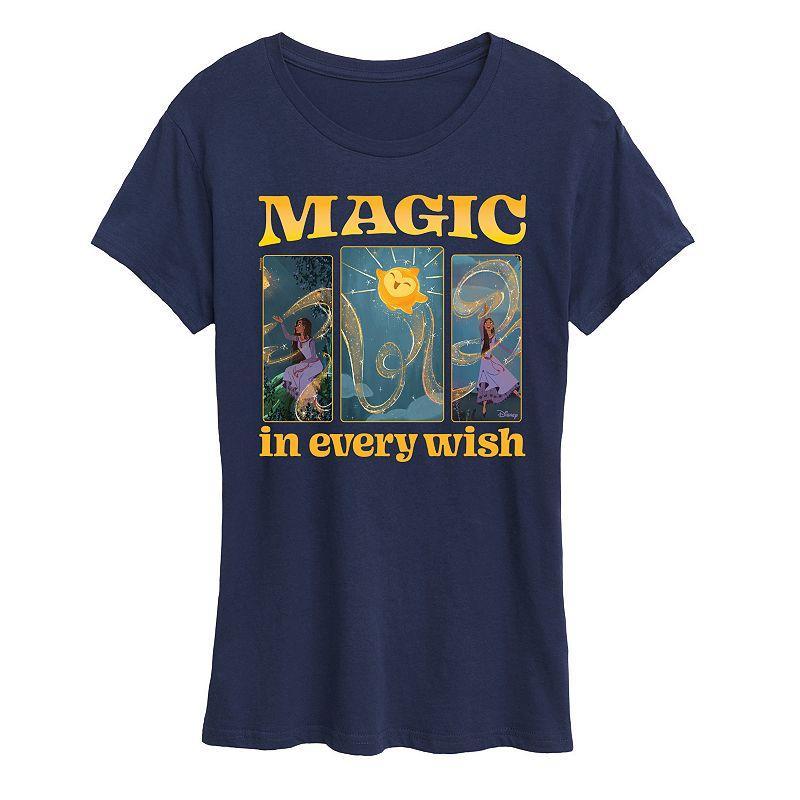 Disneys Wish Asha Womens Magic In Every Wish Graphic Tee, Girls Blue Product Image