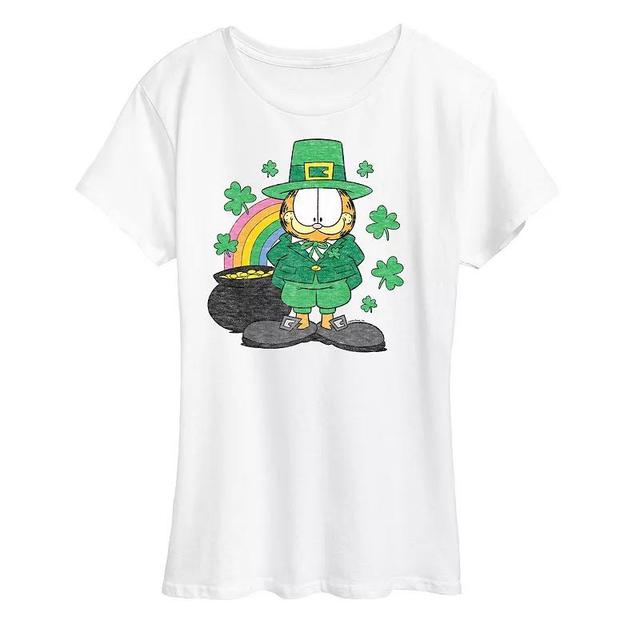 Womens Garfield Rainbow Shamrocks Graphic Tee Product Image