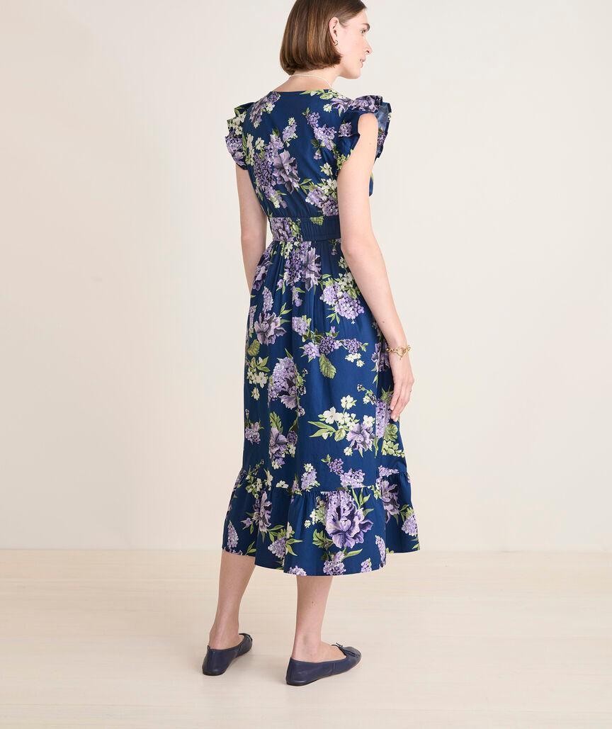 Marina Poplin Flutter-Sleeve Midi Dress Product Image