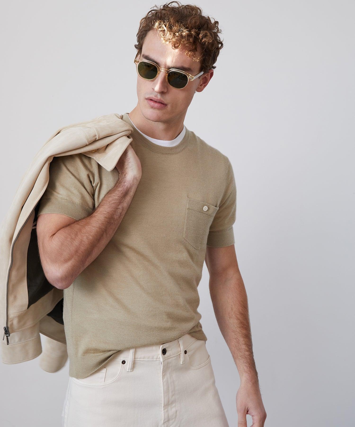 Premium Short-Sleeve Cashmere Pocket Tee Product Image