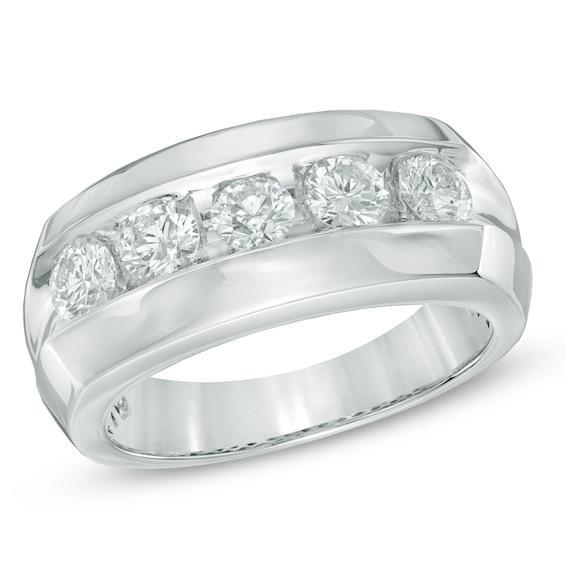 Men's 1-1/2 CT. T.w. Diamond Wedding Band in 14K White Gold Product Image