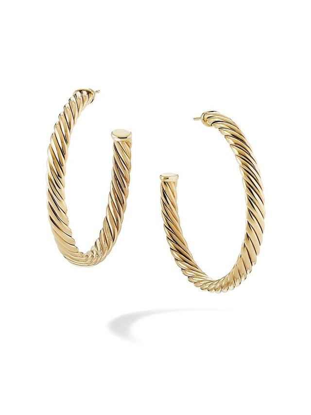 Womens Sculpted Cable Hoop Earrings In 18K Yellow Gold Product Image