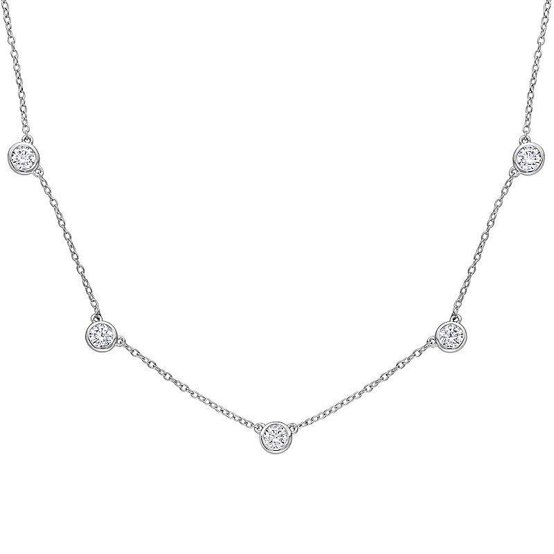 Stella Grace Sterling Silver 2 1/4 Carat T.W. Lab-Created Moissanite Station Necklace, Womens Product Image