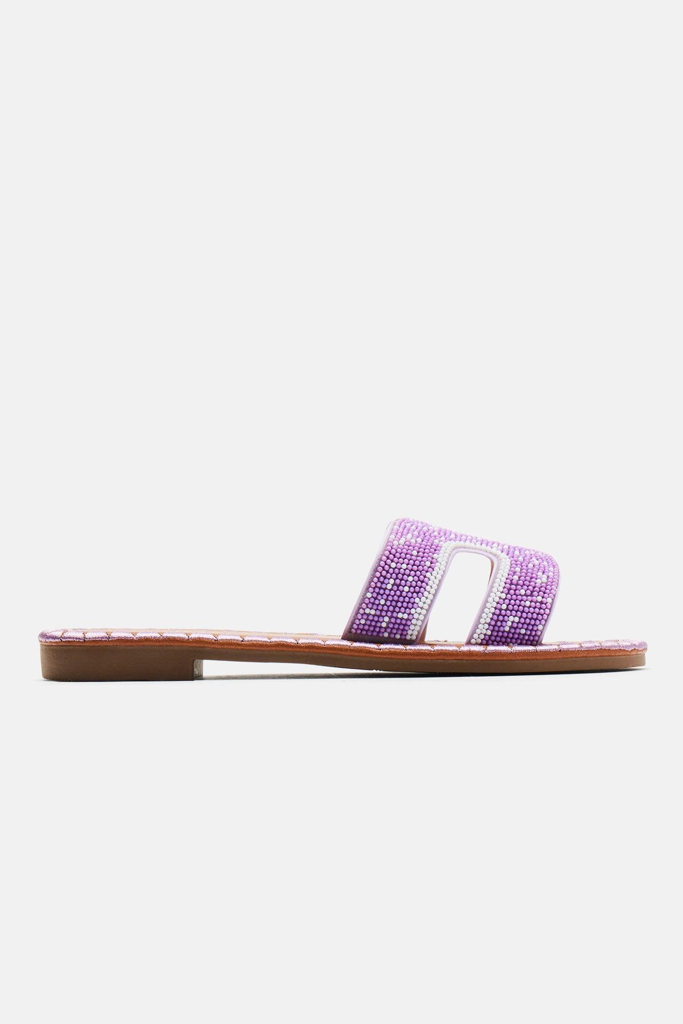 Keeping It Chic Flat Sandals - Purple Product Image