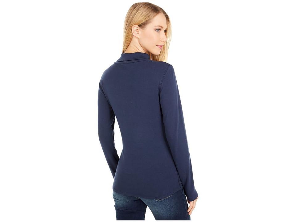 Lilla P 1x1 Rib Long Sleeve Turtleneck Tee (Dark Navy) Women's Clothing Product Image