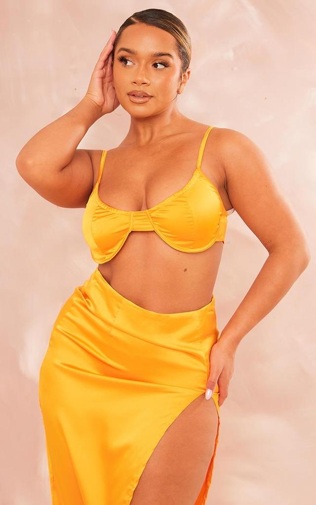 Shape Orange Satin Cup Detail Strappy Bralet Product Image