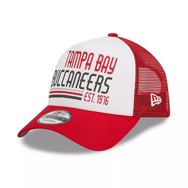 Mens New Era /Red Tampa Bay Buccaneers Stacked A-Frame Trucker 9FORTY Adjustable Hat Product Image