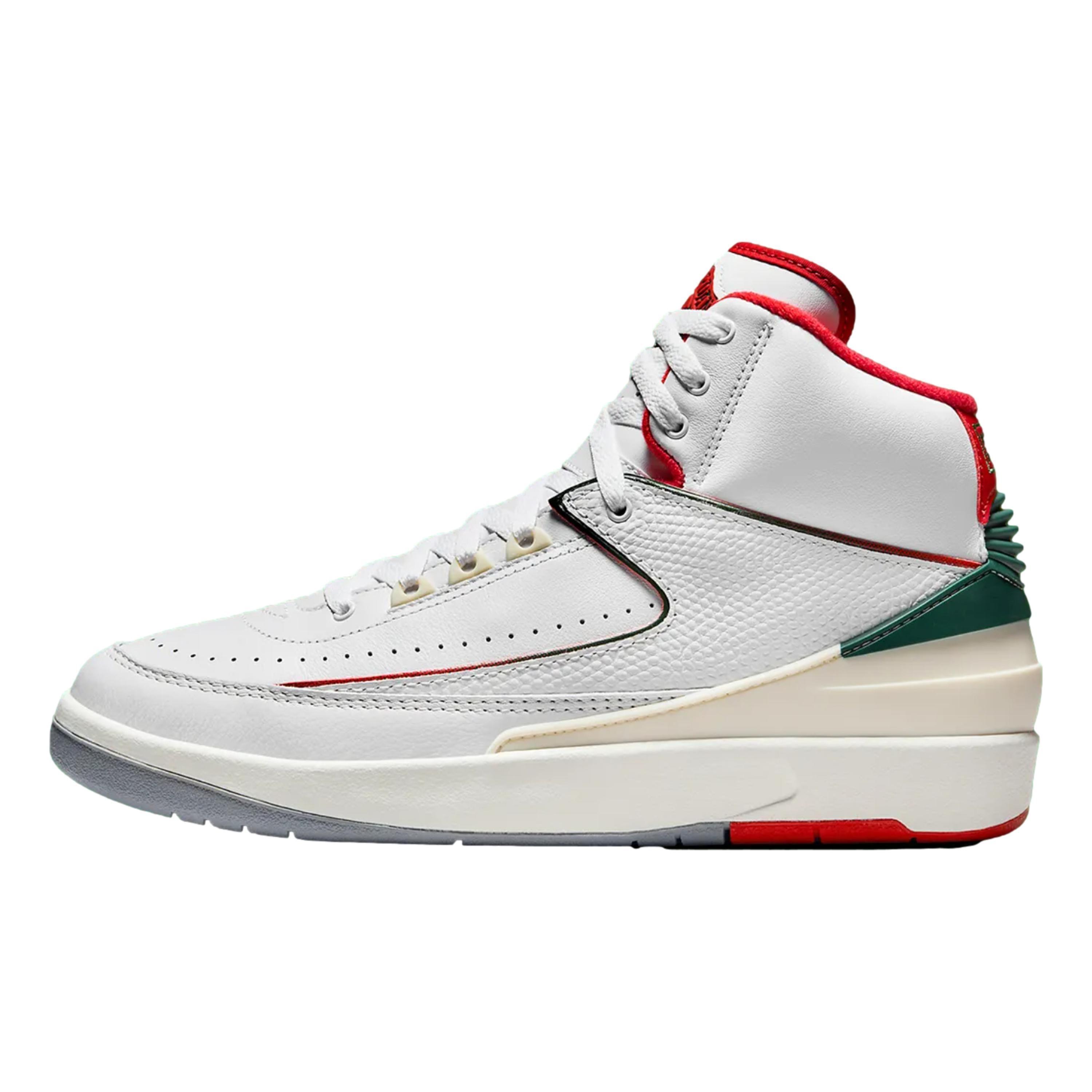 NIKE Men's Air Jordan 2 Retro Shoes In White/fire Red/fir/sail/cement Grey In Multicolor Product Image