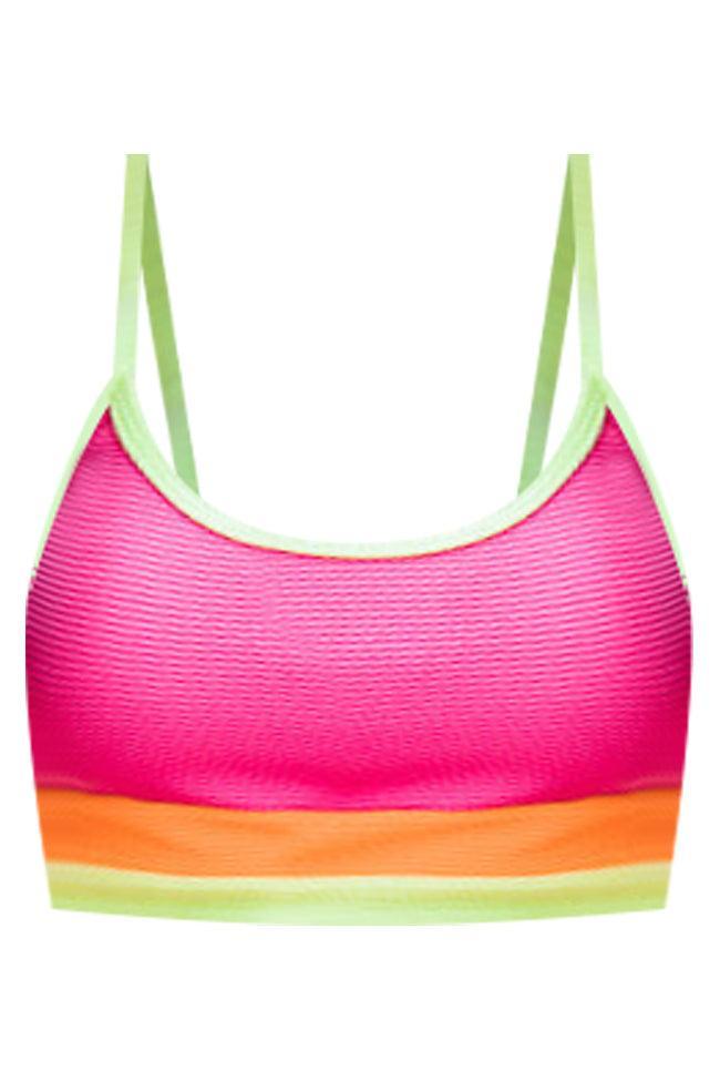 Do Not Disturb Neon Color Block Bikini Top Product Image