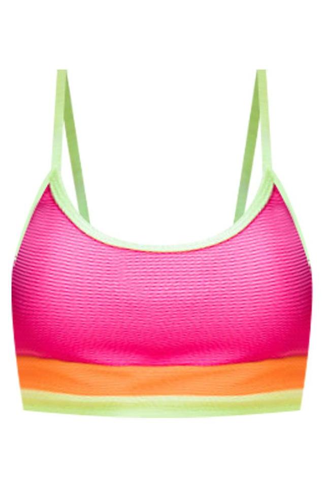 Do Not Disturb Neon Color Block Bikini Top Product Image