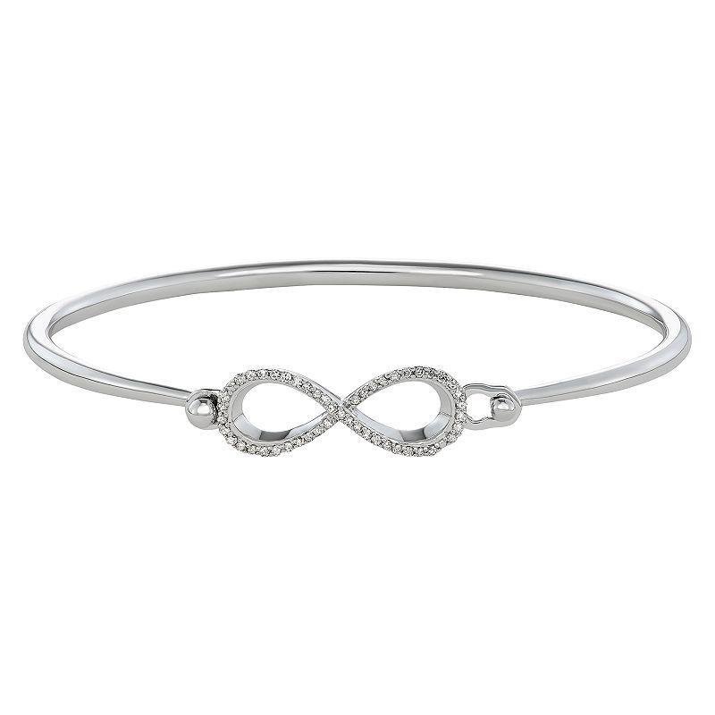 Sterling Silver 1/4 Carat T.W. Infinity Bangle Bracelet, Womens Pink Tone Product Image