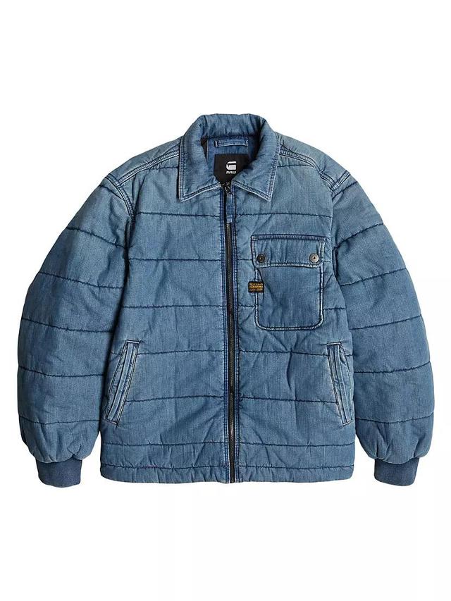 Padded Denim Bomber Jacket Product Image