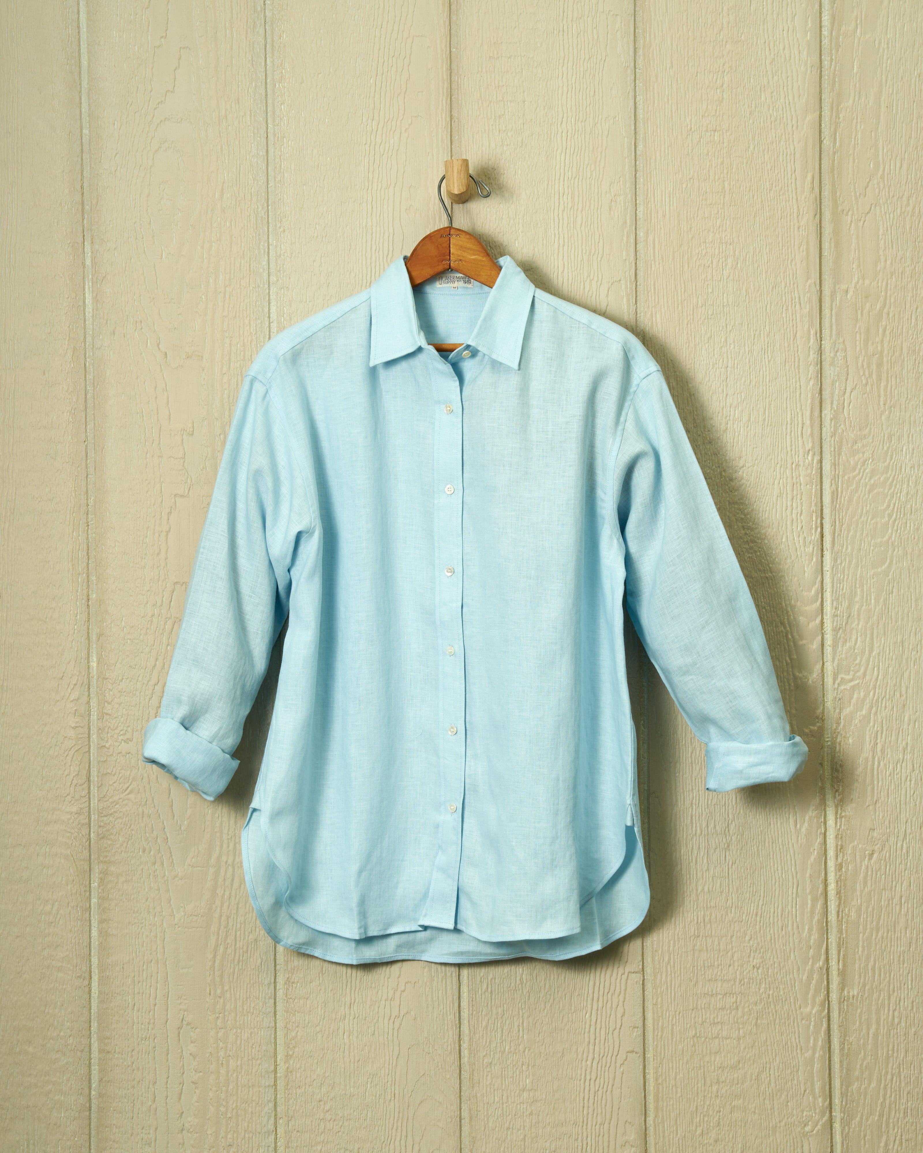 Women's Linen Shirt in Aqua product image