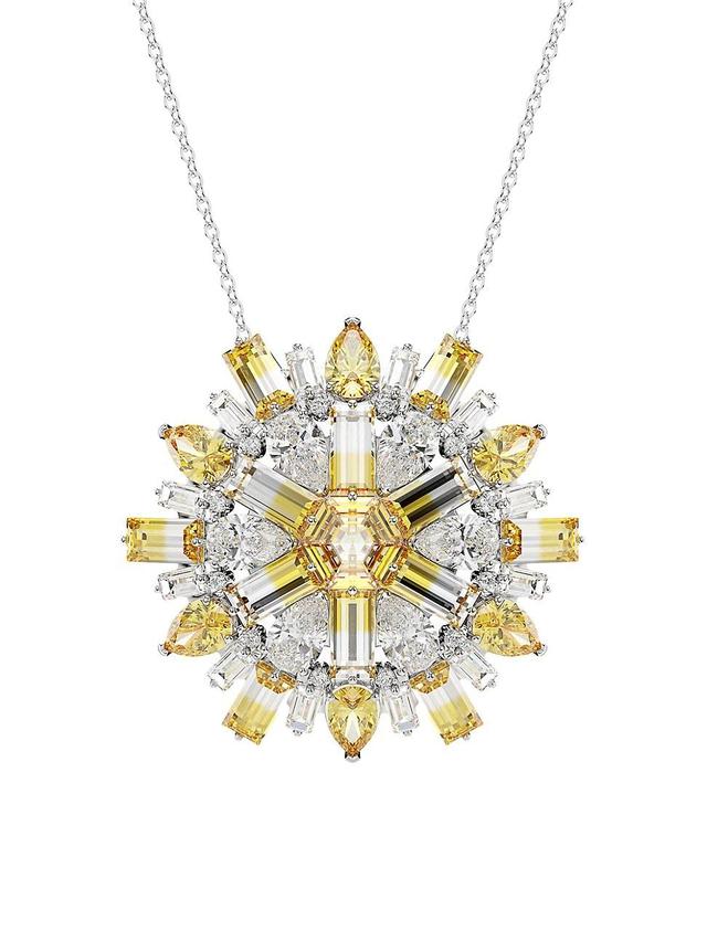 Womens Idyllia Yellow Crystal Flower Long Pendant Necklace Product Image