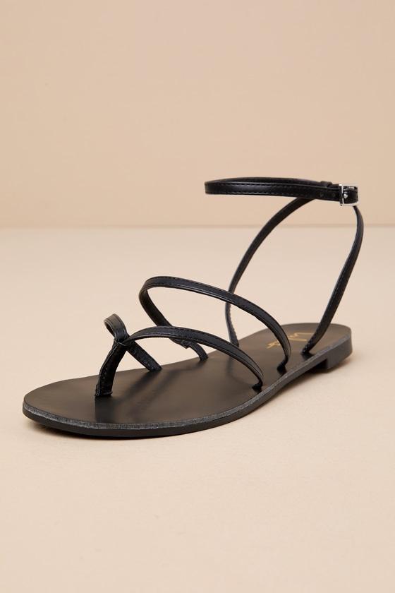 Maire Black Strappy Flat Sandals product image