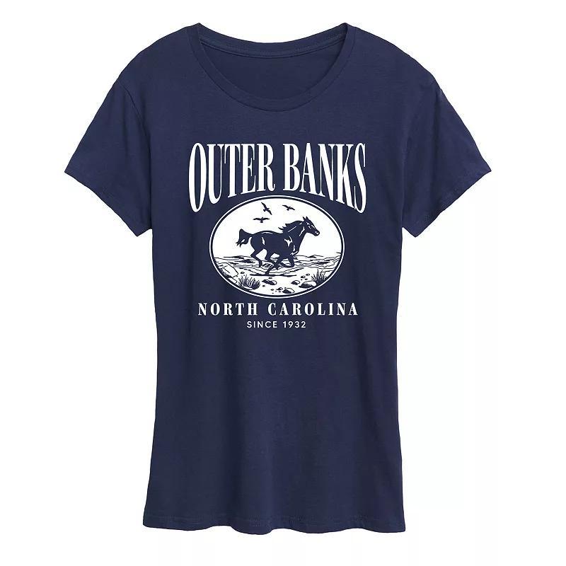 Womens Outer Banks Running Horse Graphic Tee Heather Grey Product Image