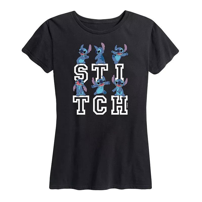 Disneys Lilo & Stitch Womens Poses Graphic Tee Blue Product Image