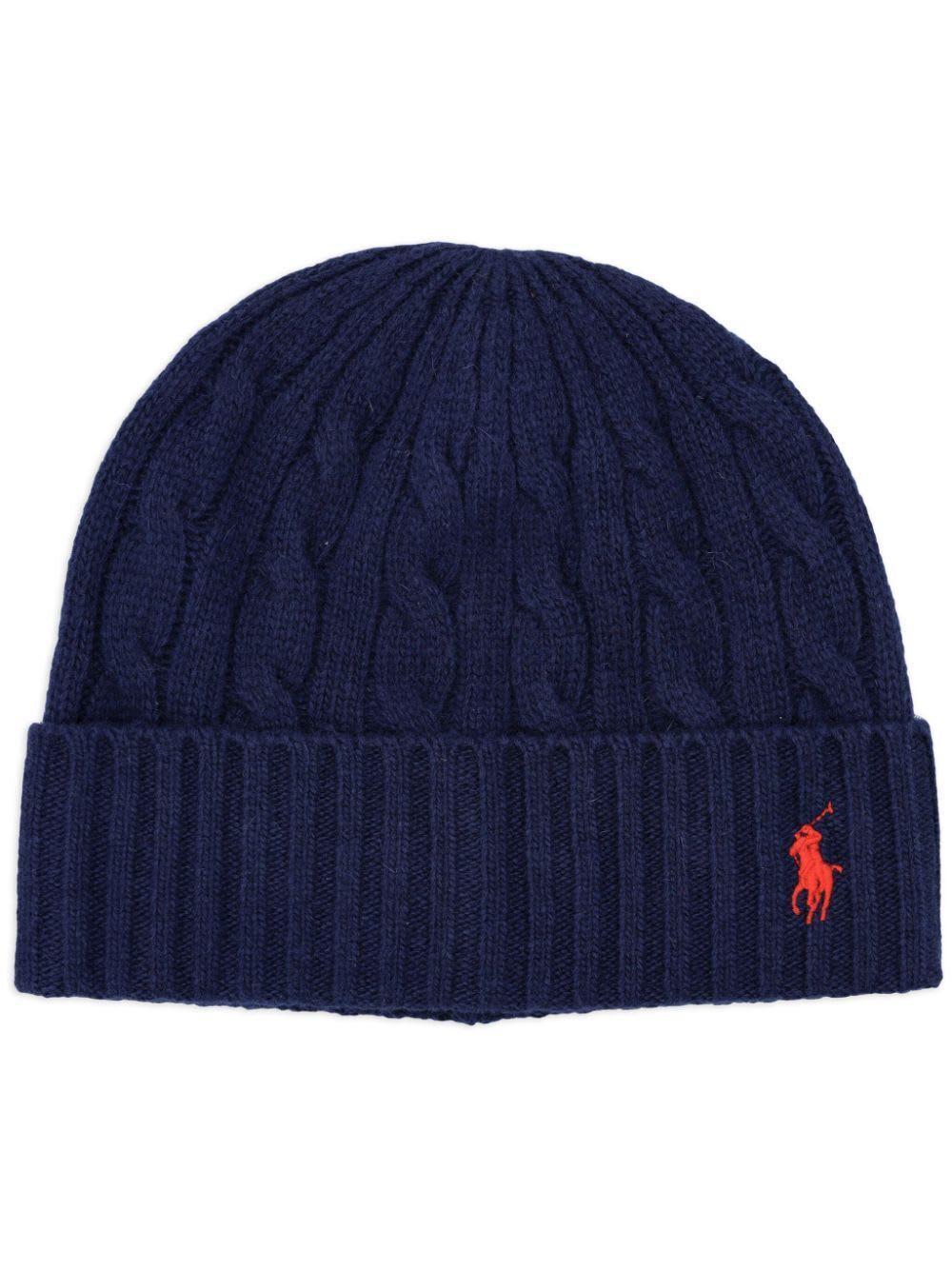 POLO RALPH LAUREN Hat Beanie Classic Polo Wool Blend In Blue Product Image