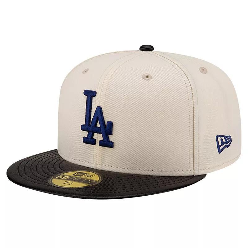 Mens New Era Cream New York Yankees Game Night Leather Visor 59FIFTY Fitted Hat Product Image