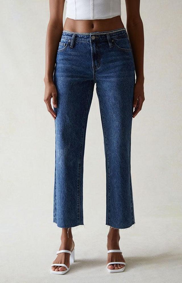 Women's Eco Indigo Rhinestone '90s Straight Leg Jeans Product Image