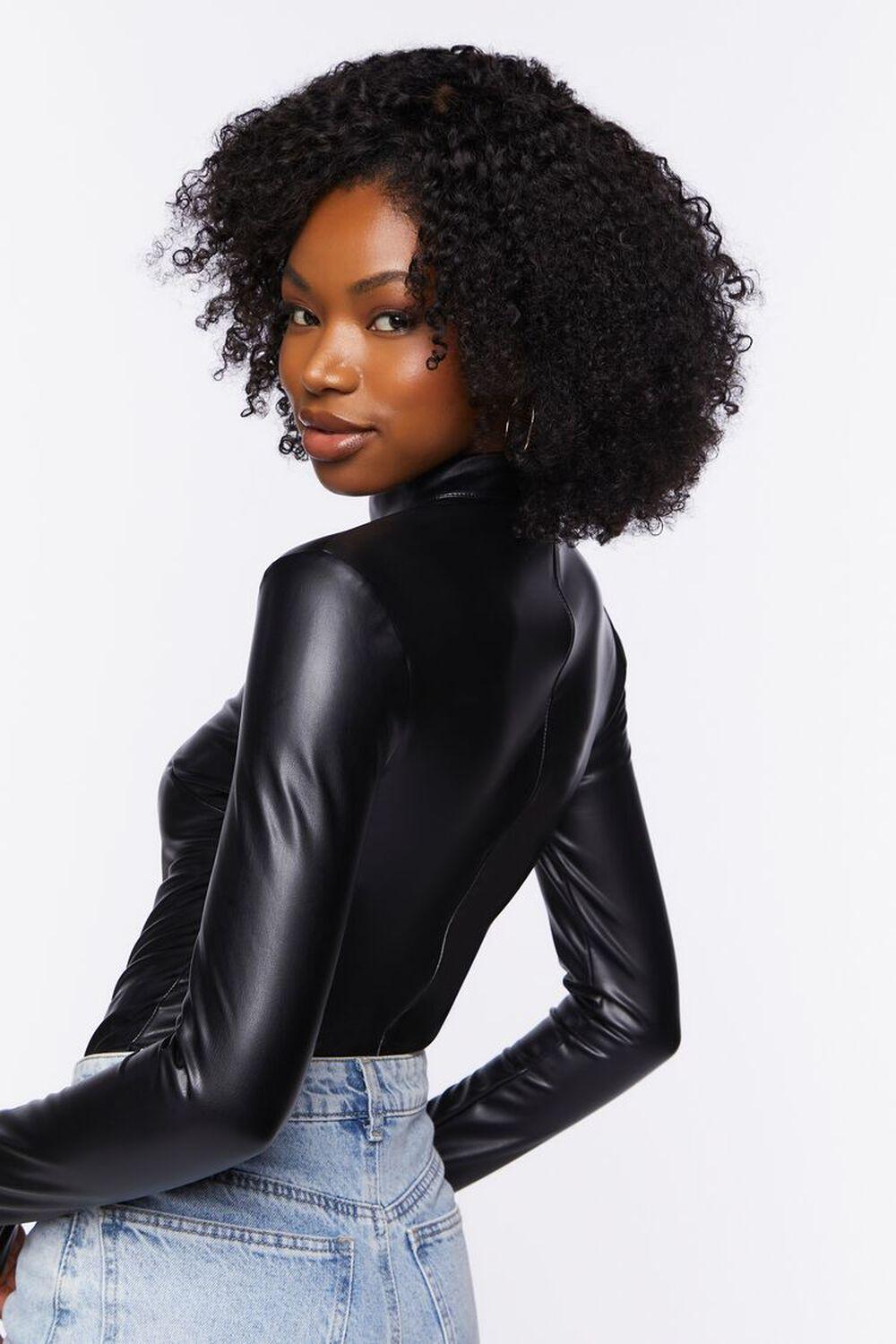 Faux Leather Long-Sleeve Bodysuit | Forever 21 Product Image