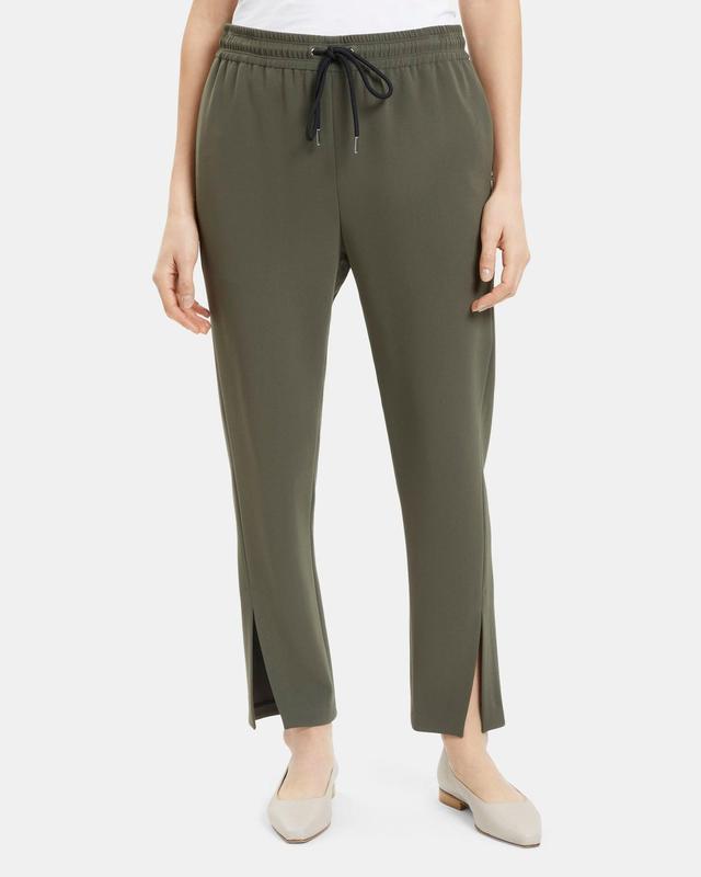 Slit Pull-On Track Pant in Crepe Product Image